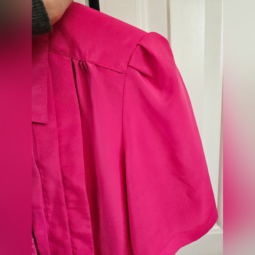Bright Pink Button-Up Blouse - Picture 7 of 17